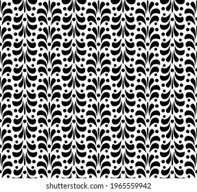 Flower geometric pattern. Seamless vector background. White and black ornament