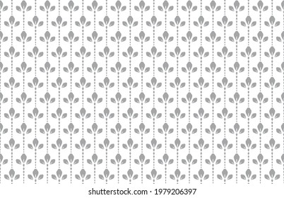 Flower geometric pattern. Seamless vector background. White and gray ornament.