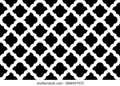 Flower geometric pattern. Seamless vector background. White and black ornament