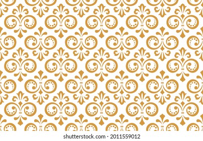 Flower geometric pattern. Seamless vector background. White and gold ornament