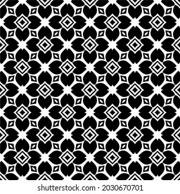 Flower geometric pattern. Seamless vector background. White and black ornament. Ornament for fabric, wallpaper, packaging. 

Decorative print
