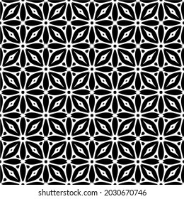 Flower geometric pattern. Seamless vector background. White and black ornament. Ornament for fabric, wallpaper, packaging. 

Decorative print
