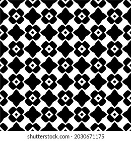 Patrón geométrico de las flores. Fondo vectorial impecable. Ornamento blanco y negro. Ornamento para tela, papel pintado, embalaje. 

Impresión decorativa
