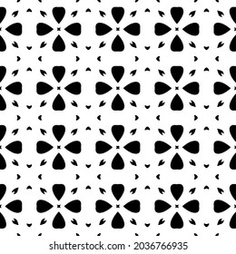 Flower geometric pattern. Seamless vector background. White and black ornament. Ornament for fabric, wallpaper, packaging. 
Decorative print
