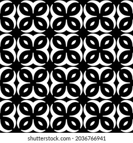 Flower geometric pattern. Seamless vector background. White and black ornament. Ornament for fabric, wallpaper, packaging. 
Decorative print

