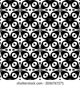 Flower geometric pattern. Seamless vector background. White and black ornament. Ornament for fabric, wallpaper, packaging. 

Decorative print
