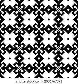 Flower geometric pattern. Seamless vector background. White and black ornament. Ornament for fabric, wallpaper, packaging. 
Decorative print
