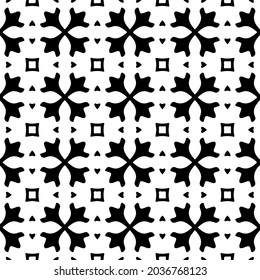 Flower geometric pattern. Seamless vector background. White and black ornament. Ornament for fabric, wallpaper, packaging. 

Decorative print
