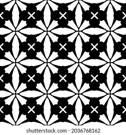 Flower geometric pattern. Seamless vector background. White and black ornament. Ornament for fabric, wallpaper, packaging. 

Decorative print
