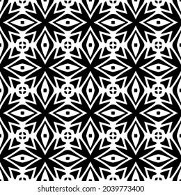 Flower geometric pattern. Seamless vector background. White and black ornament. Ornament for fabric, wallpaper, packaging. 

Decorative print