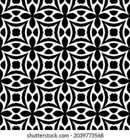 Flower geometric pattern. Seamless vector background. White and black ornament. Ornament for fabric, wallpaper, packaging. 

Decorative print