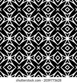 Flower geometric pattern. Seamless vector background. White and black ornament. Ornament for fabric, wallpaper, packaging. 

Decorative print