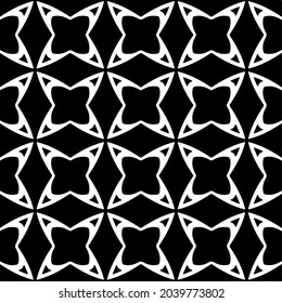 Flower geometric pattern. Seamless vector background. White and black ornament. Ornament for fabric, wallpaper, packaging. 

Decorative print