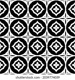 Flower geometric pattern. Seamless vector background. White and black ornament. Ornament for fabric, wallpaper, packaging. 

Decorative print