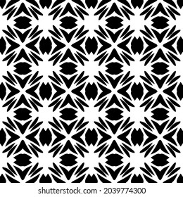 Flower geometric pattern. Seamless vector background. White and black ornament. Ornament for fabric, wallpaper, packaging. 

Decorative print