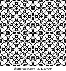 Flower geometric pattern. Seamless vector background. White and black ornament. Ornament for fabric, wallpaper, packaging. Decorative print