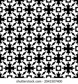 Flower geometric pattern. Seamless vector background. White and black ornament. Ornament for fabric, wallpaper, packaging. Decorative print