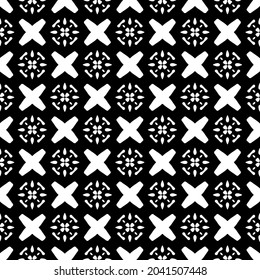 Flower geometric pattern. Seamless vector background. White and black ornament. Ornament for fabric, wallpaper, packaging. Decorative print