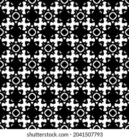 Flower geometric pattern. Seamless vector background. White and black ornament. Ornament for fabric, wallpaper, packaging. Decorative print