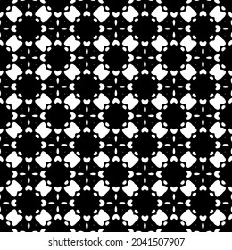 Flower geometric pattern. Seamless vector background. White and black ornament. Ornament for fabric, wallpaper, packaging. Decorative print