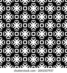 Flower geometric pattern. Seamless vector background. White and black ornament. Ornament for fabric, wallpaper, packaging. Decorative print