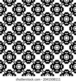 Flower geometric pattern. Seamless vector background. White and black ornament. Ornament for fabric, wallpaper, packaging. Decorative print