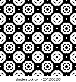 Flower geometric pattern. Seamless vector background. White and black ornament. Ornament for fabric, wallpaper, packaging. Decorative print