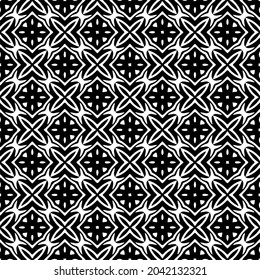 Flower geometric pattern. Seamless vector background. White and black ornament. Ornament for fabric, wallpaper, packaging. Decorative print
