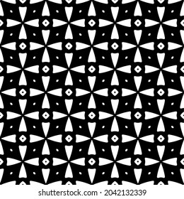 Flower geometric pattern. Seamless vector background. White and black ornament. Ornament for fabric, wallpaper, packaging. Decorative print

