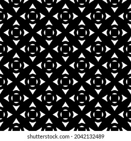 Flower geometric pattern. Seamless vector background. White and black ornament. Ornament for fabric, wallpaper, packaging. Decorative print