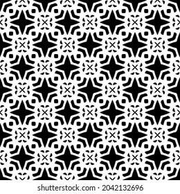 Flower geometric pattern. Seamless vector background. White and black ornament. Ornament for fabric, wallpaper, packaging. Decorative print
