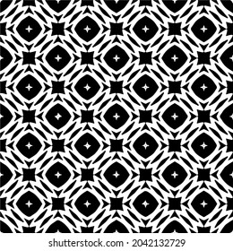 Flower geometric pattern. Seamless vector background. White and black ornament. Ornament for fabric, wallpaper, packaging. Decorative print
