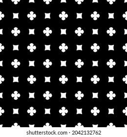 Flower geometric pattern. Seamless vector background. White and black ornament. Ornament for fabric, wallpaper, packaging. Decorative print