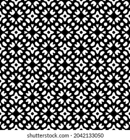 Flower geometric pattern. Seamless vector background. White and black ornament. Ornament for fabric, wallpaper, packaging. Decorative print