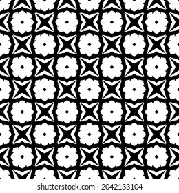 Flower geometric pattern. Seamless vector background. White and black ornament. Ornament for fabric, wallpaper, packaging. Decorative print