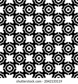 
Flower geometric pattern. Seamless vector background. White and black ornament. Ornament for fabric, wallpaper, packaging. Decorative print