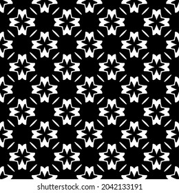 Flower geometric pattern. Seamless vector background. White and black ornament. Ornament for fabric, wallpaper, packaging. Decorative print
