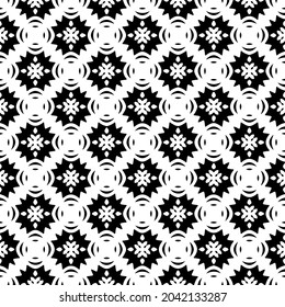 Flower geometric pattern. Seamless vector background. White and black ornament. Ornament for fabric, wallpaper, packaging. Decorative print