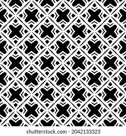Flower geometric pattern. Seamless vector background. White and black ornament. Ornament for fabric, wallpaper, packaging. Decorative print