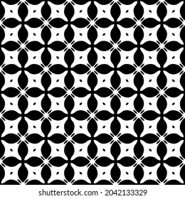 Flower geometric pattern. Seamless vector background. White and black ornament. Ornament for fabric, wallpaper, packaging. Decorative print
