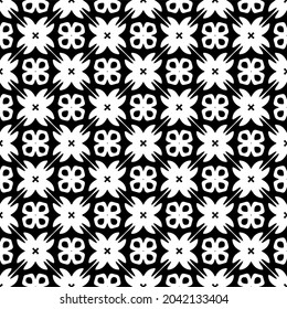 Flower geometric pattern. Seamless vector background. White and black ornament. Ornament for fabric, wallpaper, packaging. Decorative print