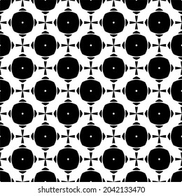 Flower geometric pattern. Seamless vector background. White and black ornament. Ornament for fabric, wallpaper, packaging. Decorative print