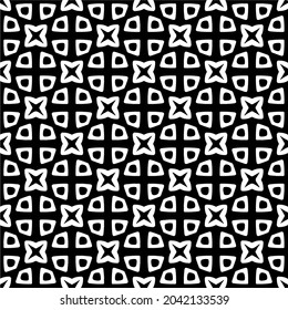 Flower geometric pattern. Seamless vector background. White and black ornament. Ornament for fabric, wallpaper, packaging. Decorative print