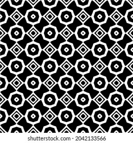 Flower geometric pattern. Seamless vector background. White and black ornament. Ornament for fabric, wallpaper, packaging. Decorative print
