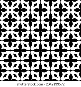 Flower geometric pattern. Seamless vector background. White and black ornament. Ornament for fabric, wallpaper, packaging. Decorative print
