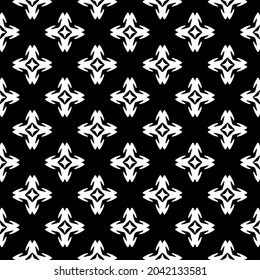 Flower geometric pattern. Seamless vector background. White and black ornament. Ornament for fabric, wallpaper, packaging. Decorative print