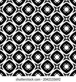 Flower geometric pattern. Seamless vector background. White and black ornament. Ornament for fabric, wallpaper, packaging. Decorative print