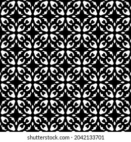
Flower geometric pattern. Seamless vector background. White and black ornament. Ornament for fabric, wallpaper, packaging. Decorative print