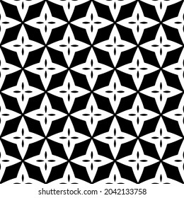 Flower geometric pattern. Seamless vector background. White and black ornament. Ornament for fabric, wallpaper, packaging. Decorative print
