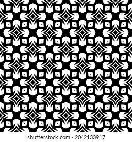 Flower geometric pattern. Seamless vector background. White and black ornament. Ornament for fabric, wallpaper, packaging. Decorative print